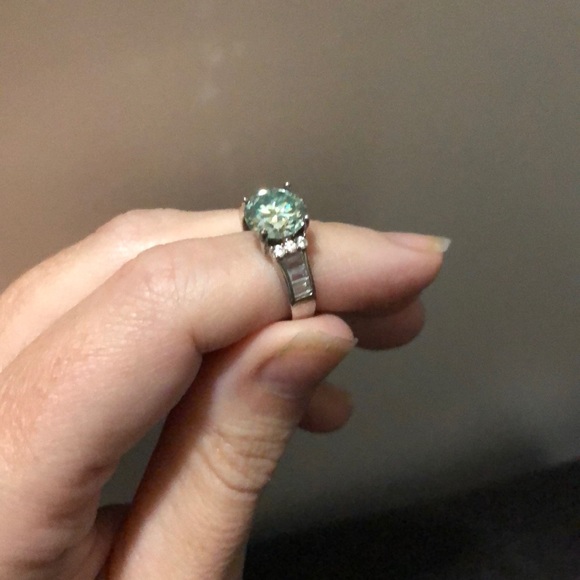 2.35ct VVSI Sky Blue Moissanite w/ Diamond Accents - Picture 8 of 8
